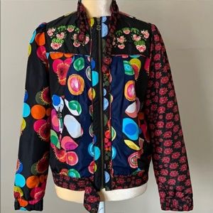 Desigual Patchwork Multicolor Bomber Folk Jacket Windbreaker Sz42
